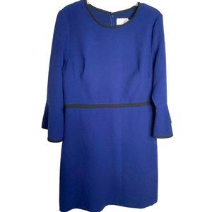 Eliza J Womens Blue with Black Piping Knee Length Dress with Bell Sleeve Size 14